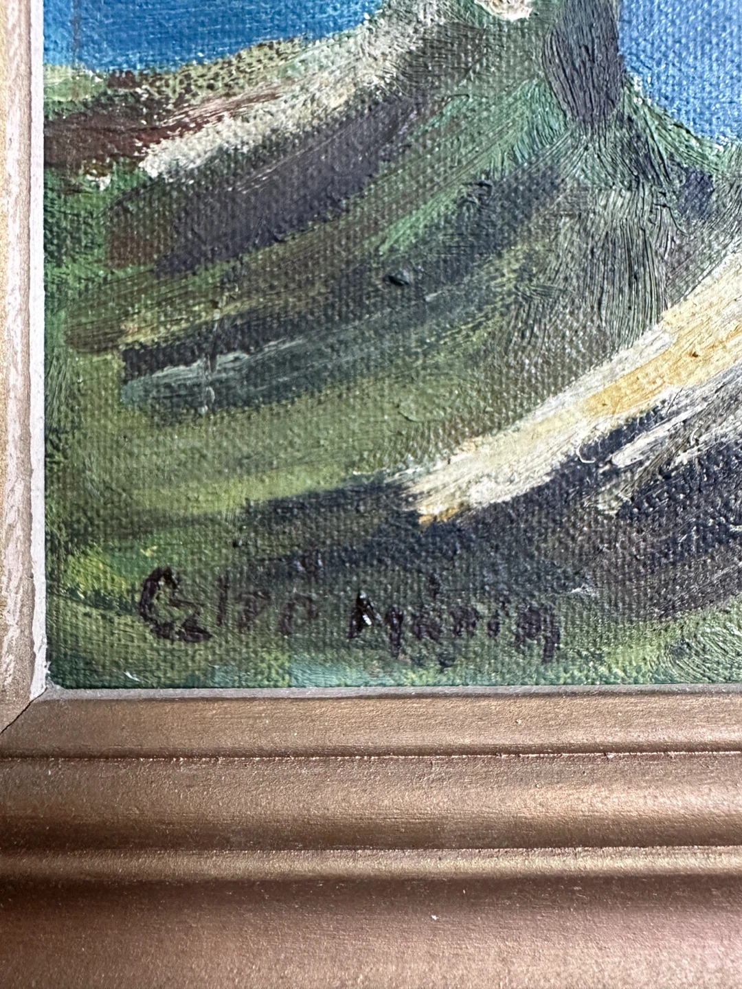 VINTAGE ORIGINAL MID CENTURY MODERN LANDSCAPE PAINTING ART WORK - photo 3