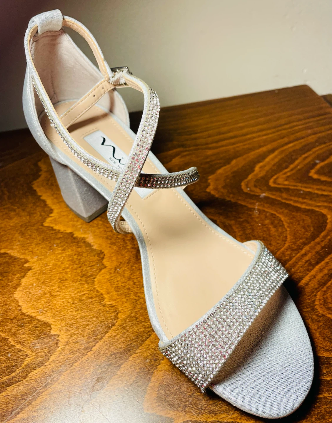 Nina Silver Rhinestone Heels