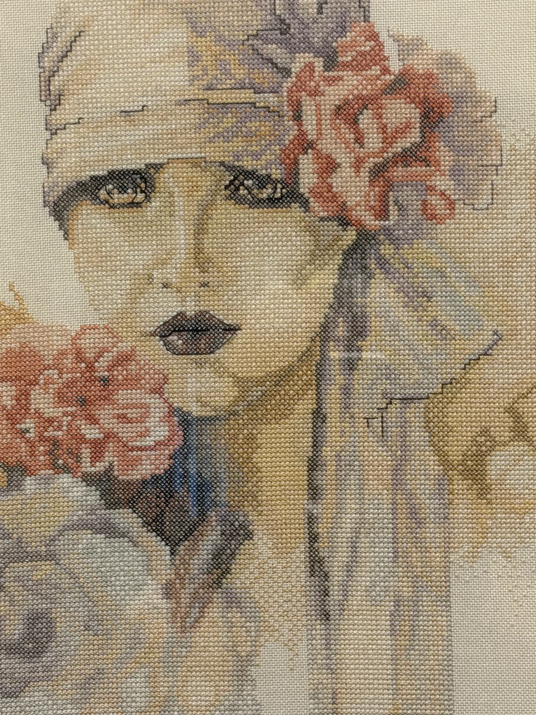Framed counted cross stitch