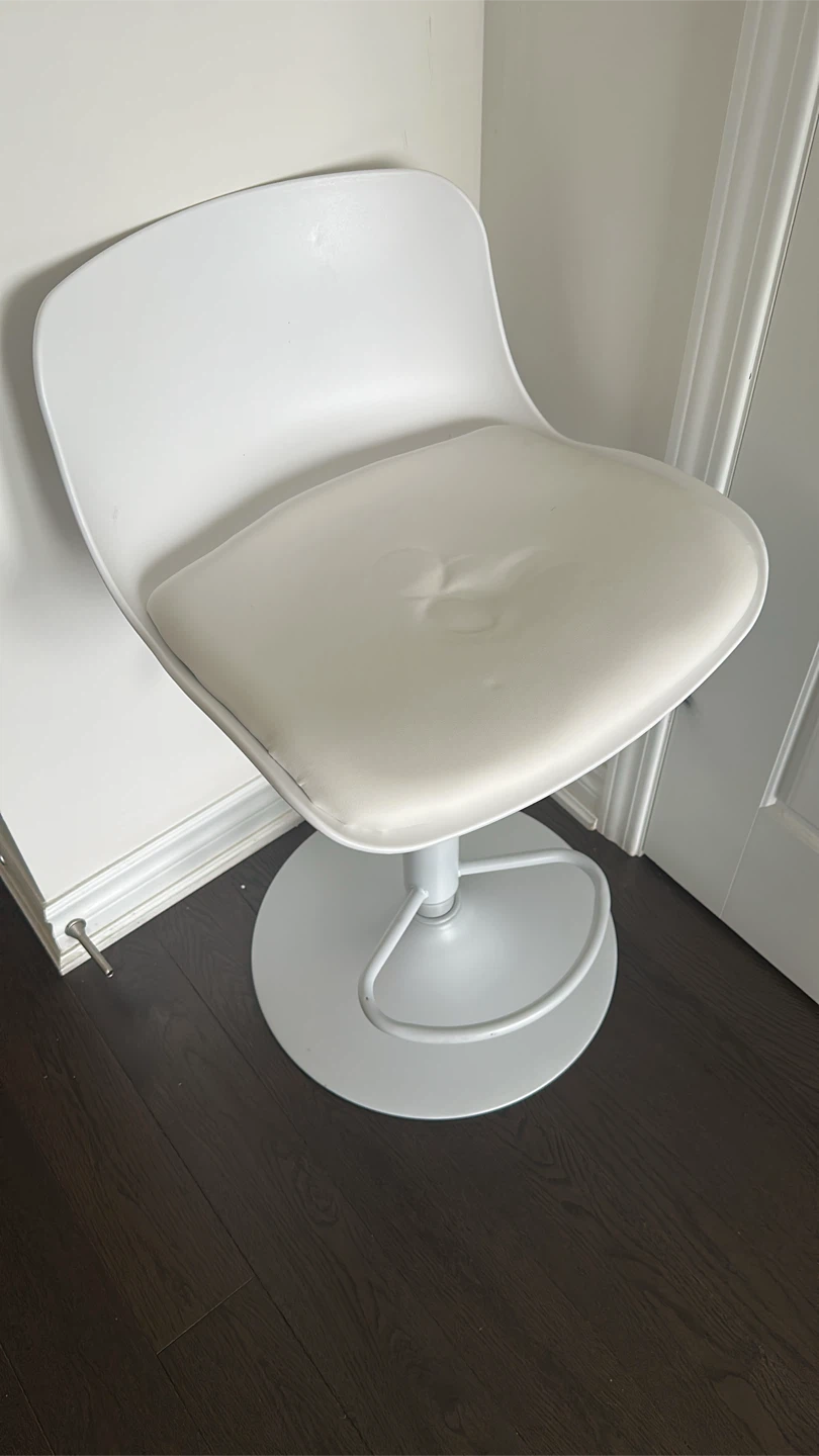 White Adjustable Swivel Bar Stool
