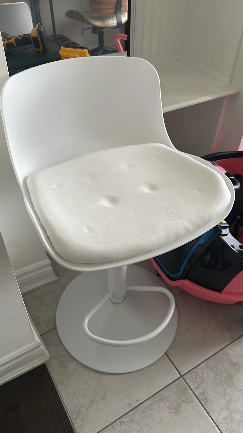 White Adjustable Swivel Bar Stool - photo 2