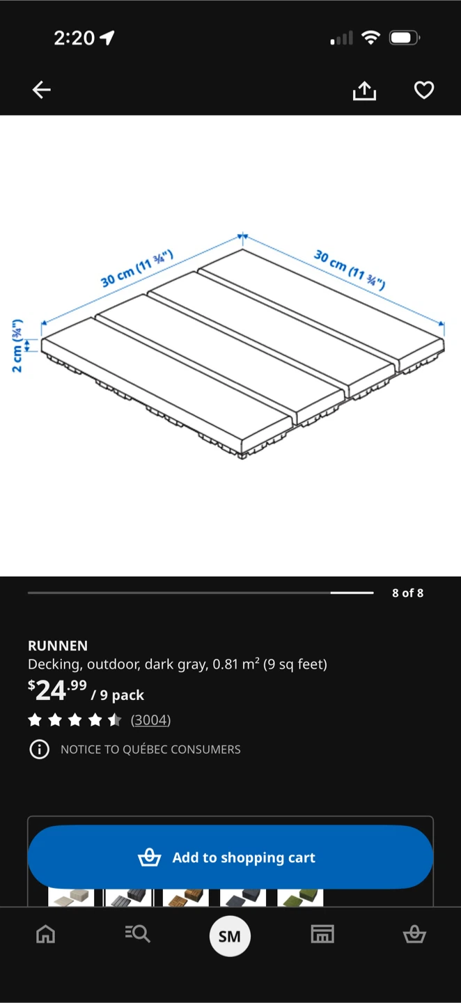 IKEA RUNNEN Decking Tiles - Dark Gray 45 tiles - photo 3