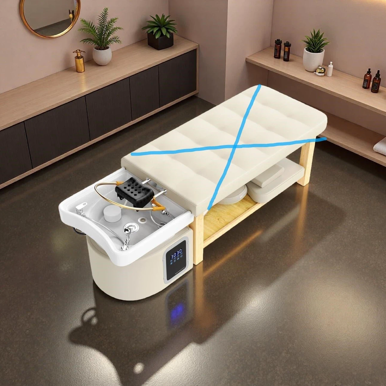 Massage and Shampoo Chair with Integrated Sink