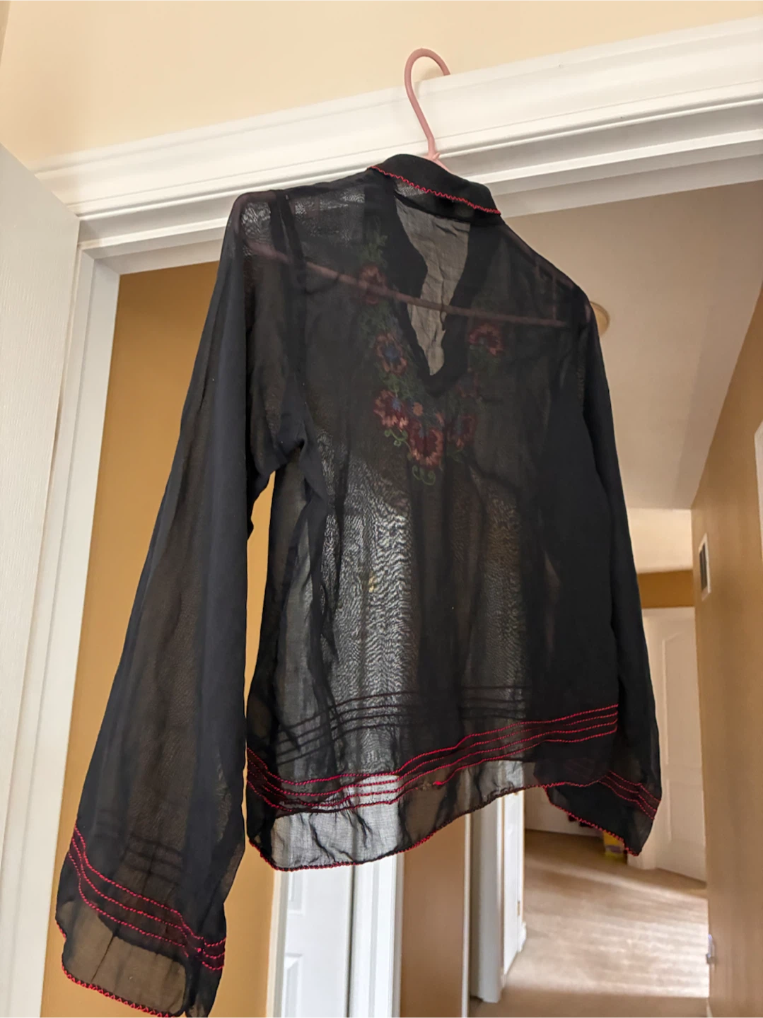 Sheer Black Embroidered Blouse