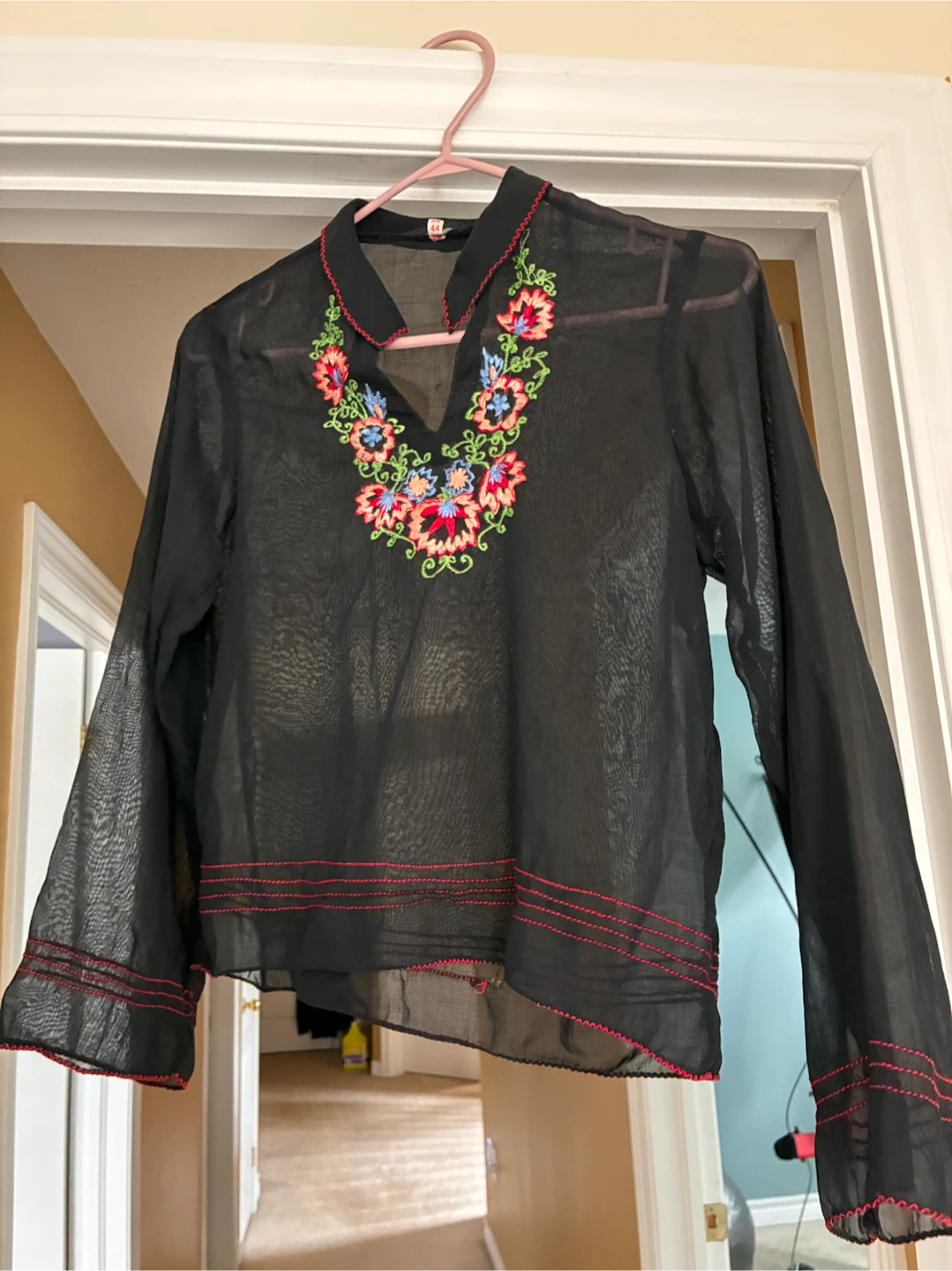 Sheer Black Embroidered Blouse - photo 2