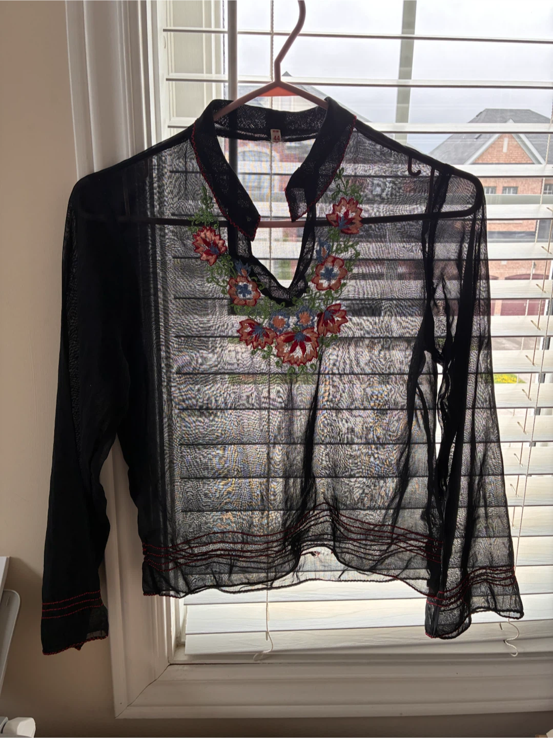 Sheer Black Embroidered Blouse - photo 3
