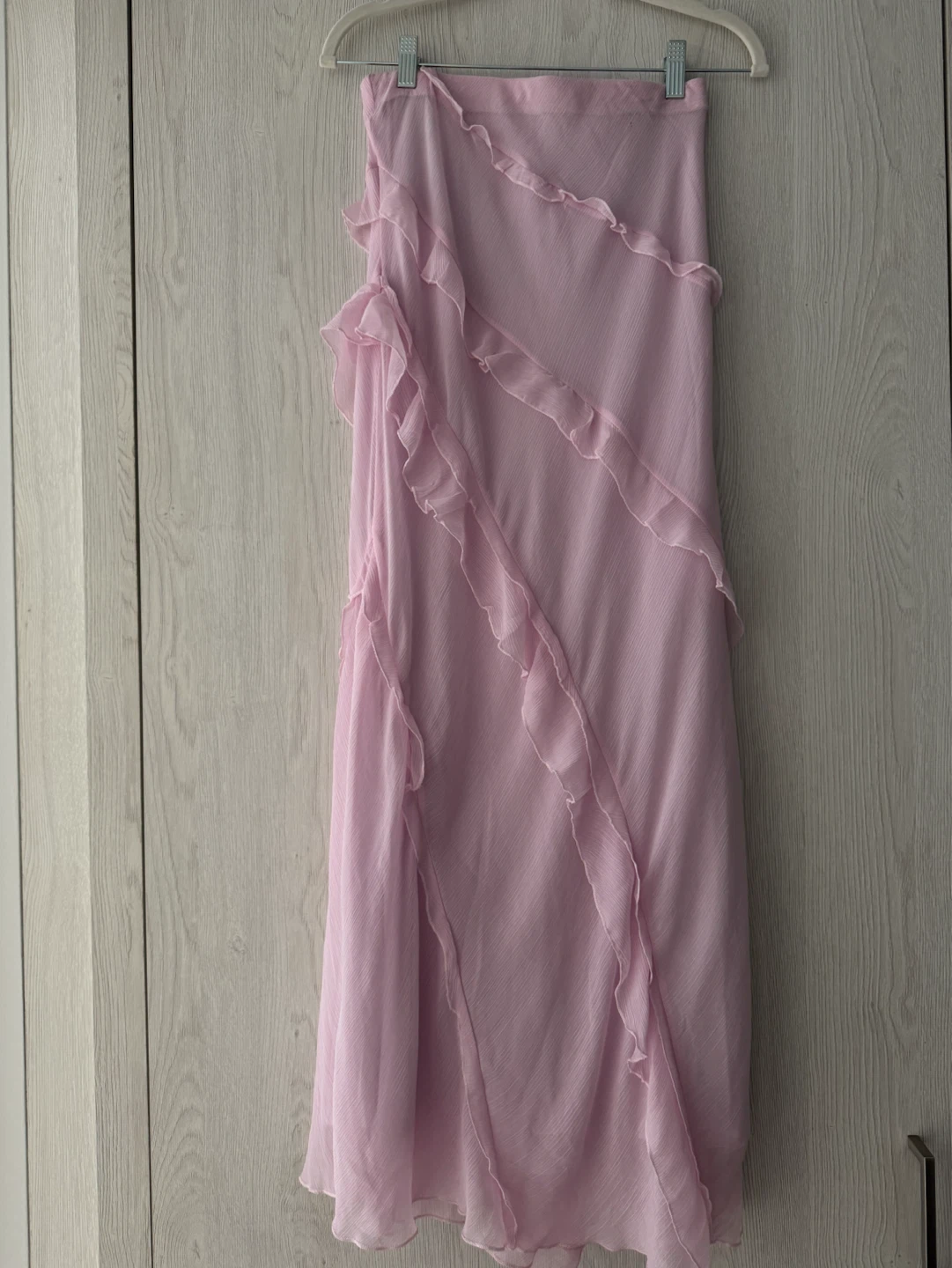 Pink Ruffle Maxi Skirt