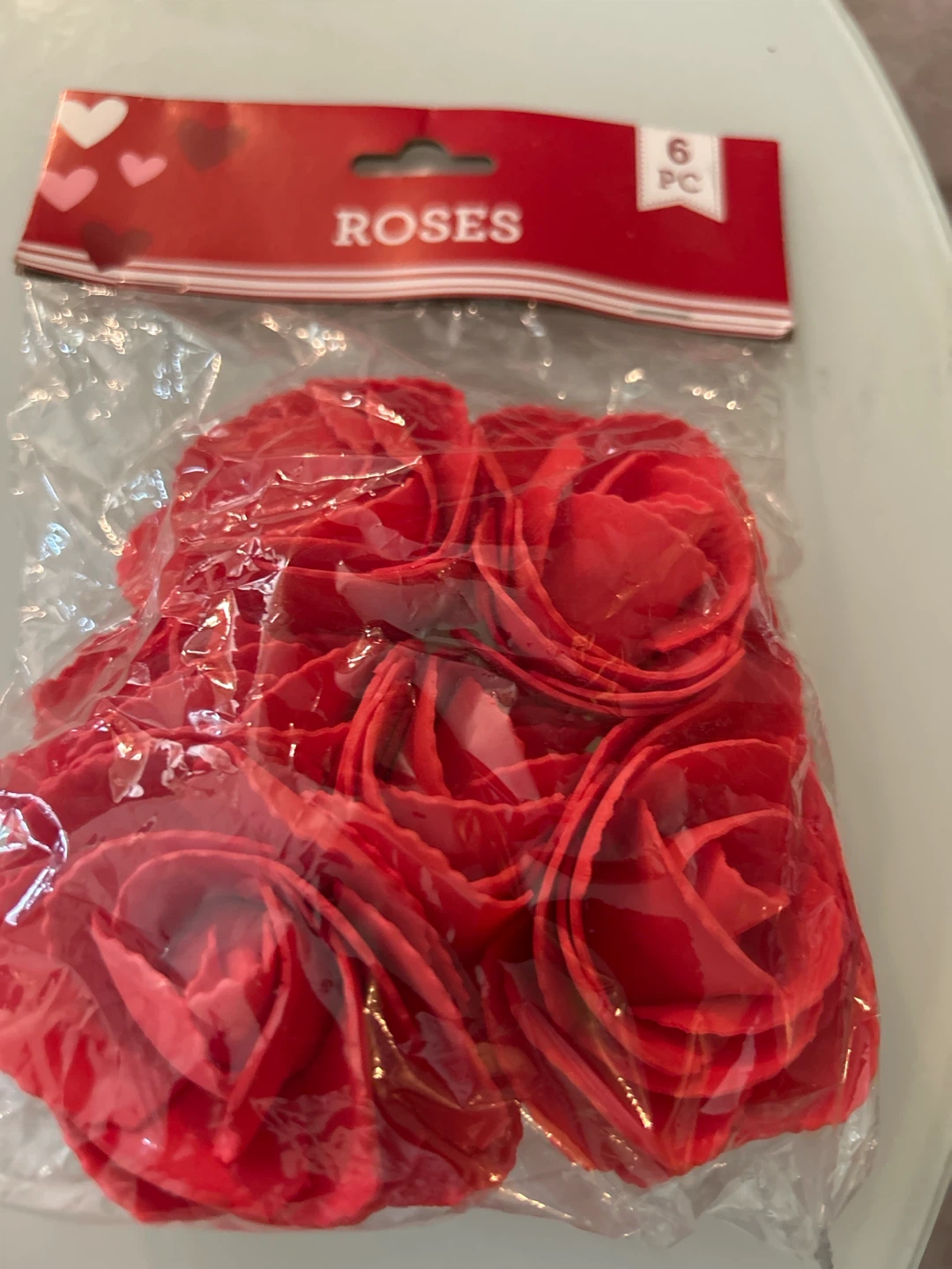 Red Faux Roses - 6 Piece Pack
