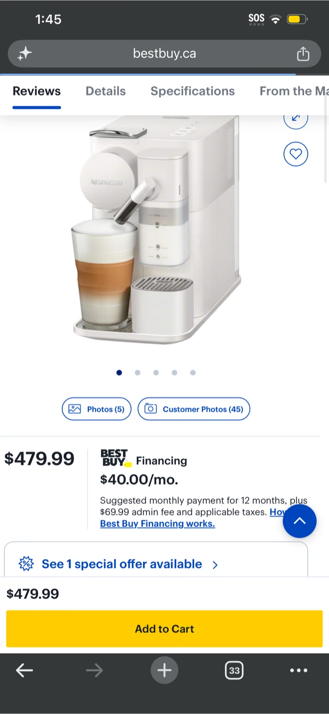Nespresso White Coffee Machine