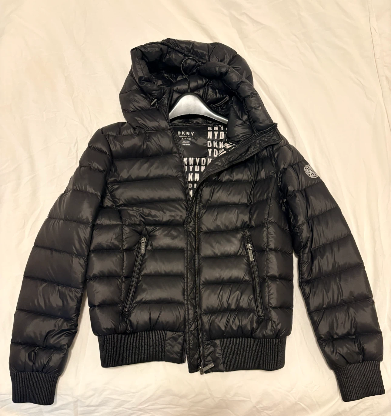 DKNY Puffer Jacket with Hood - Black
