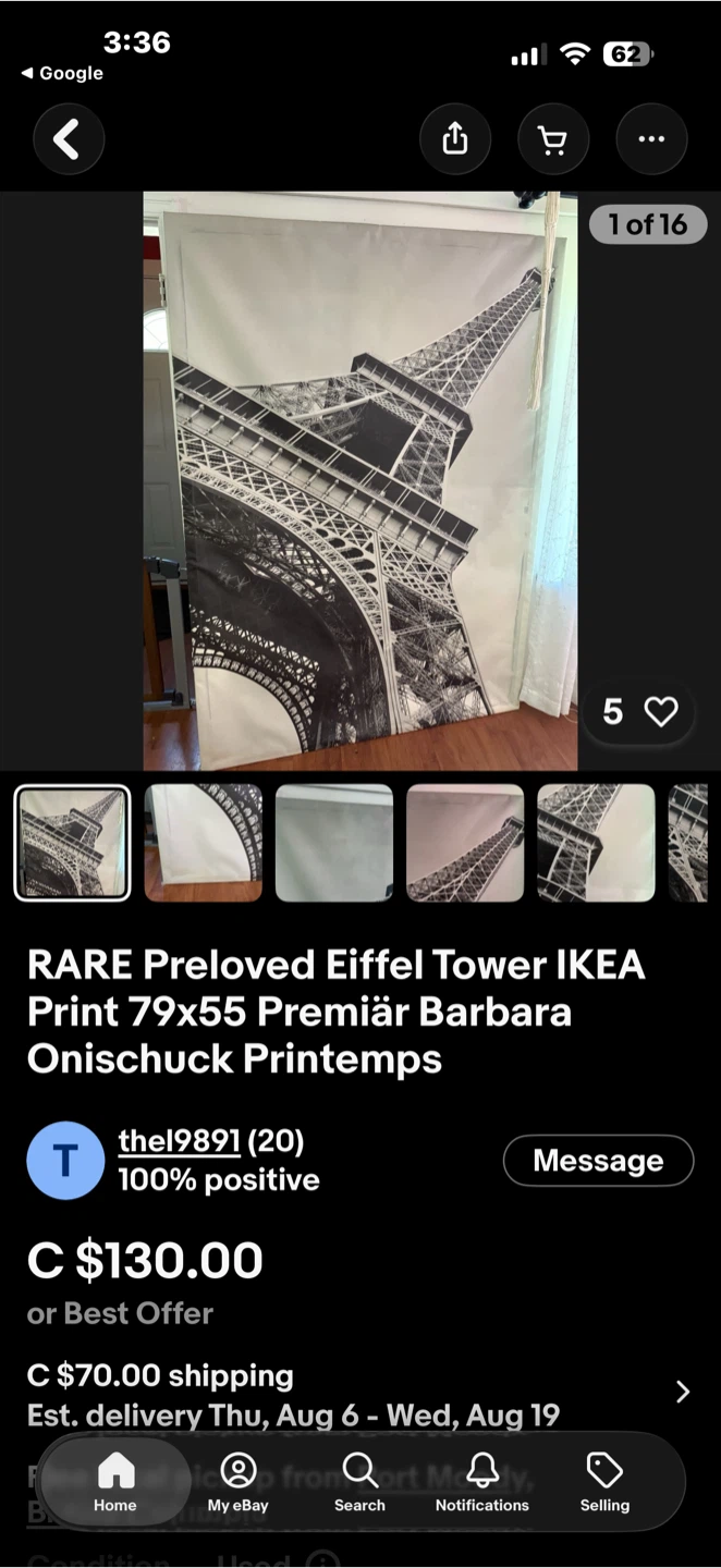 RARE Preloved Eiffel Tower IKEA Print 79x55 - photo 5