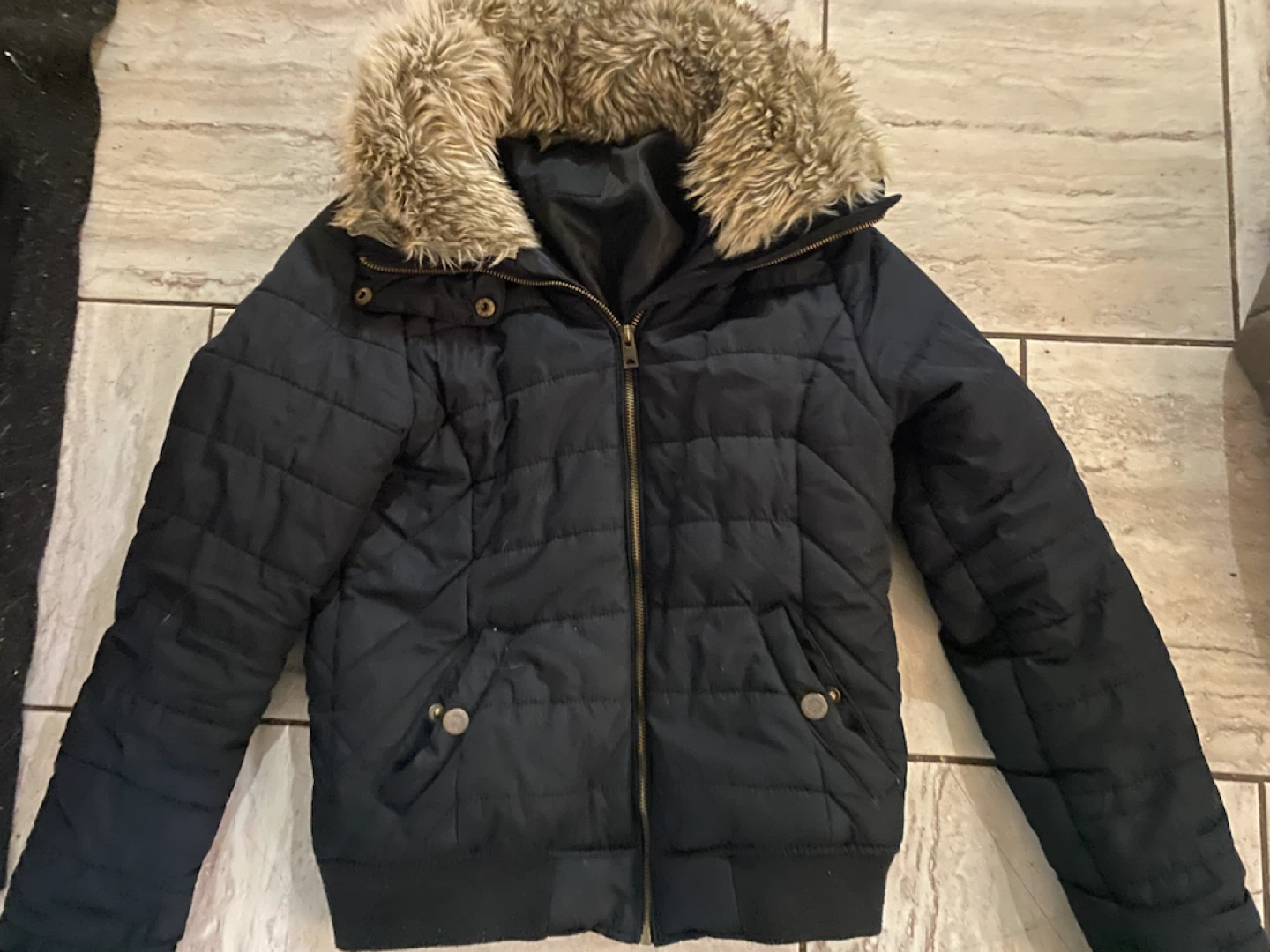 Aéropostale Quilted Jacket with Faux Fur Hood