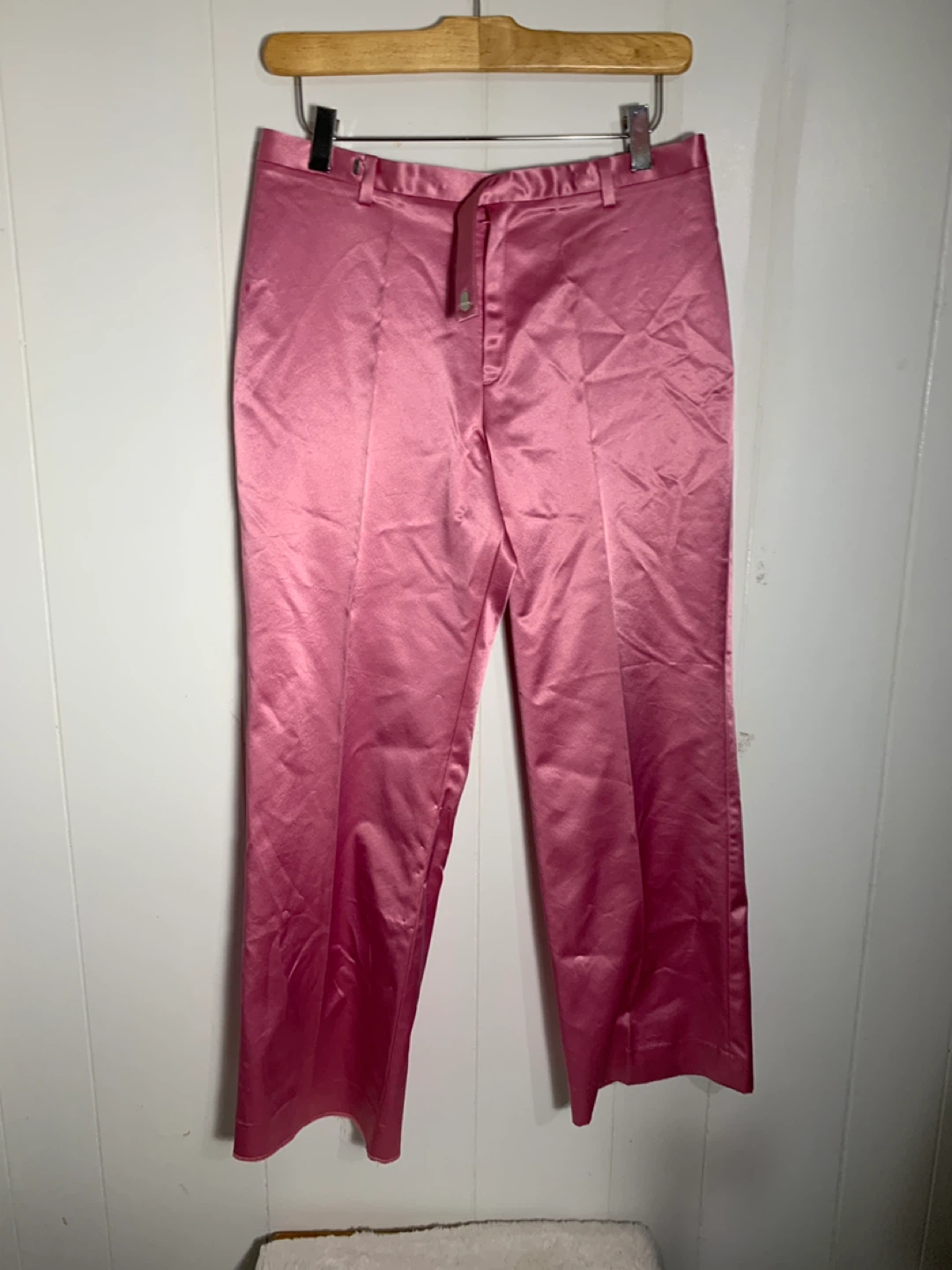 Pink Satin Pants. 30” waist.