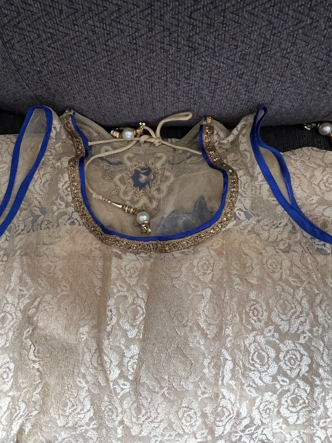 Women's Embroidered Outfit - Cream & Blue - photo 3
