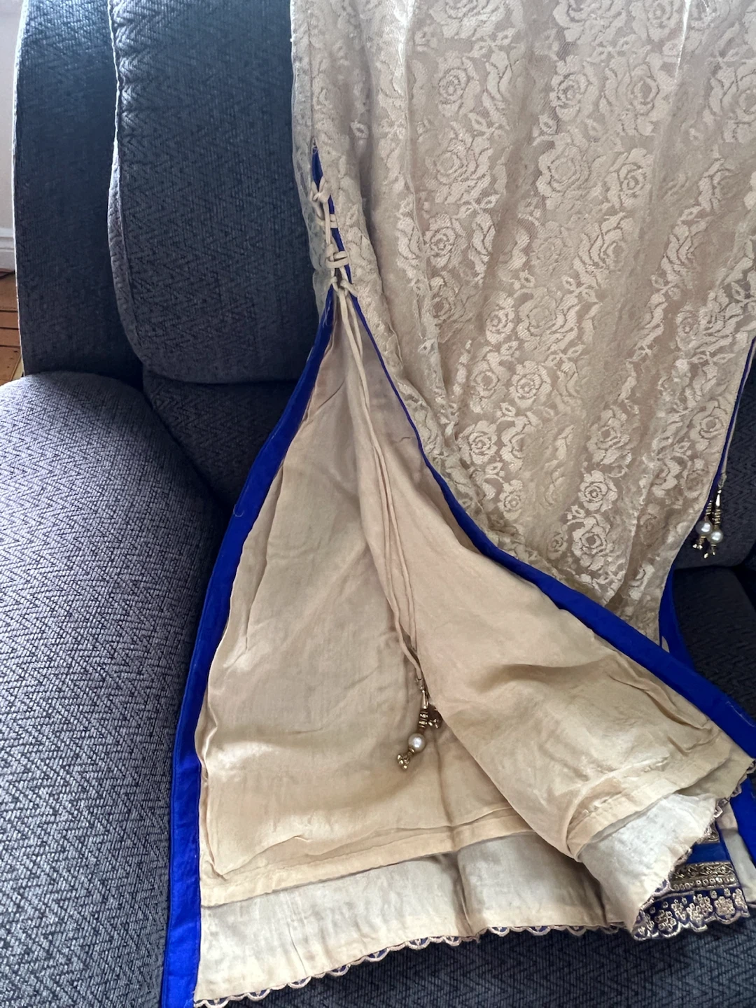 Women's Embroidered Outfit - Cream & Blue - photo 4
