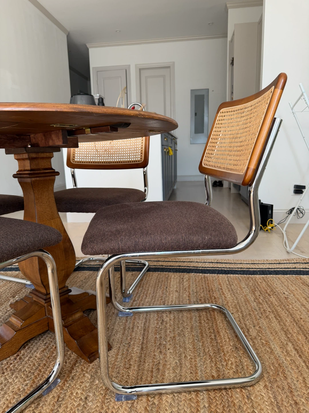 Round Wood Dining Table with 4 Cane Chairs - photo 4