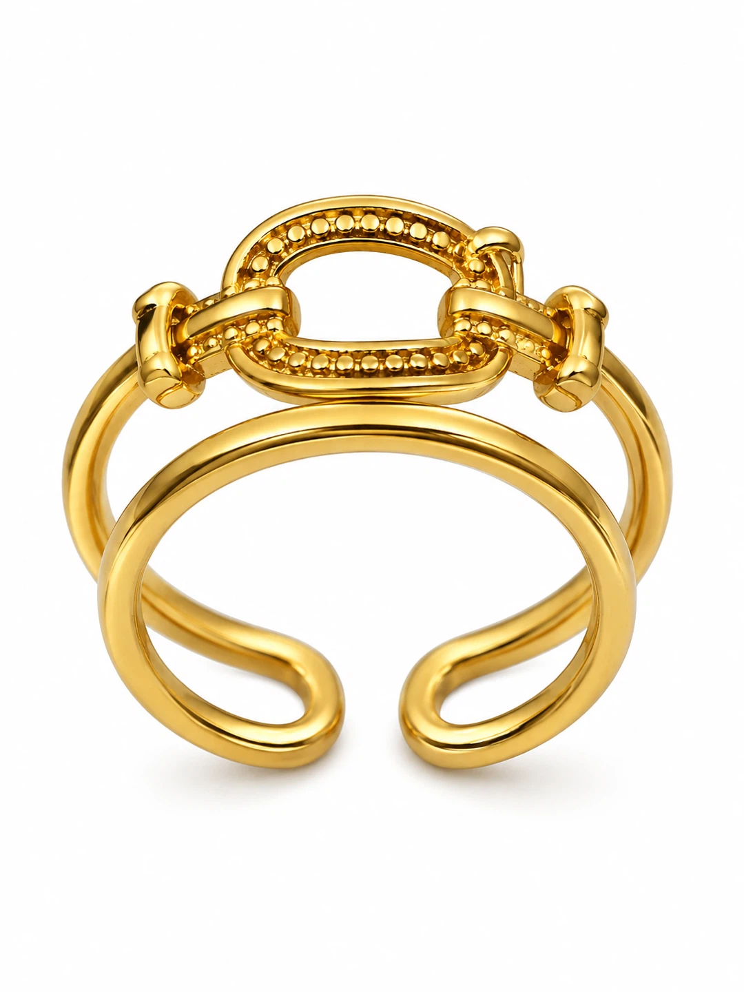 Gold Tone Link Statement Ring (Adjustable)