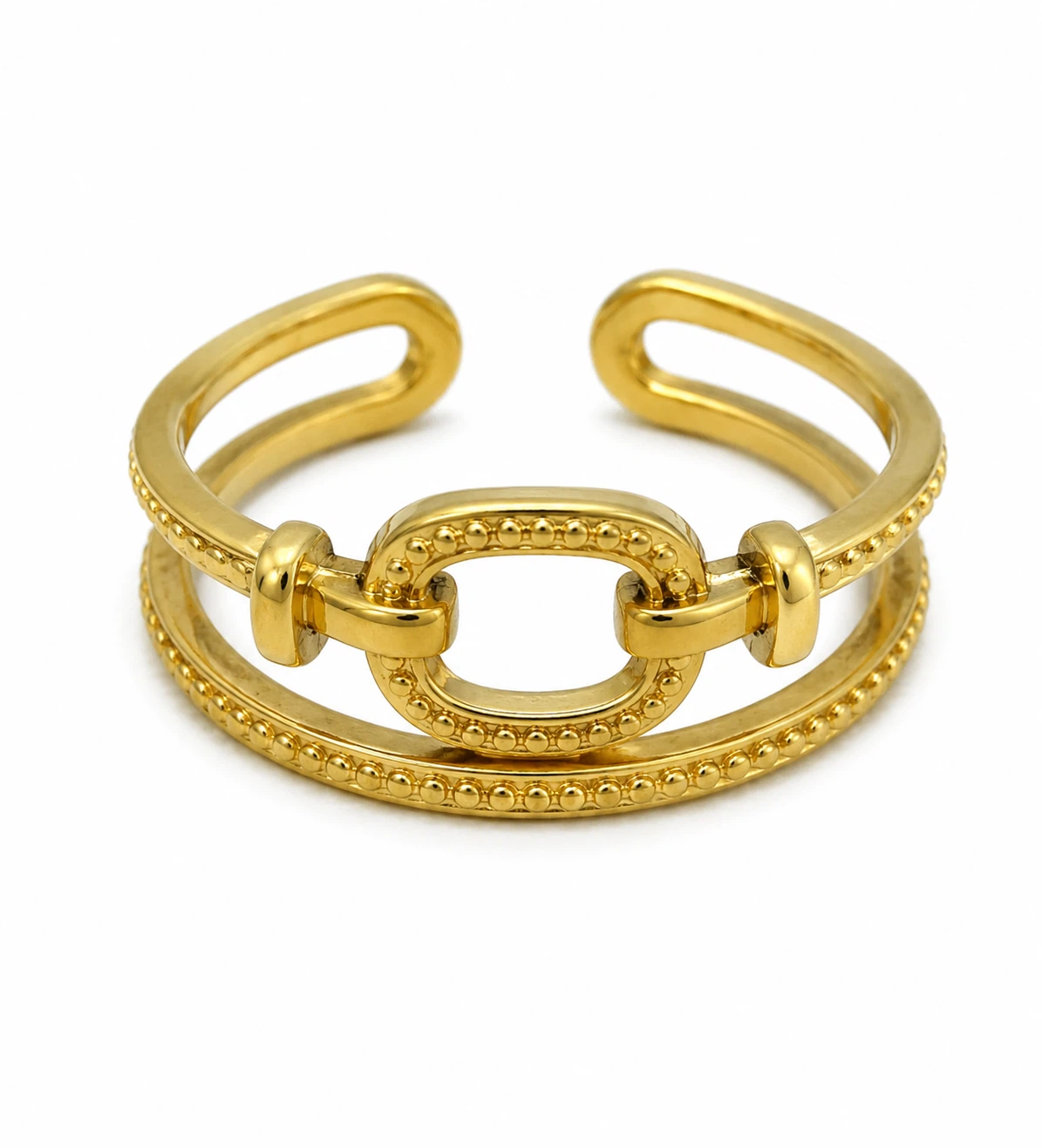Gold Tone Link Statement Ring (Adjustable) - photo 2