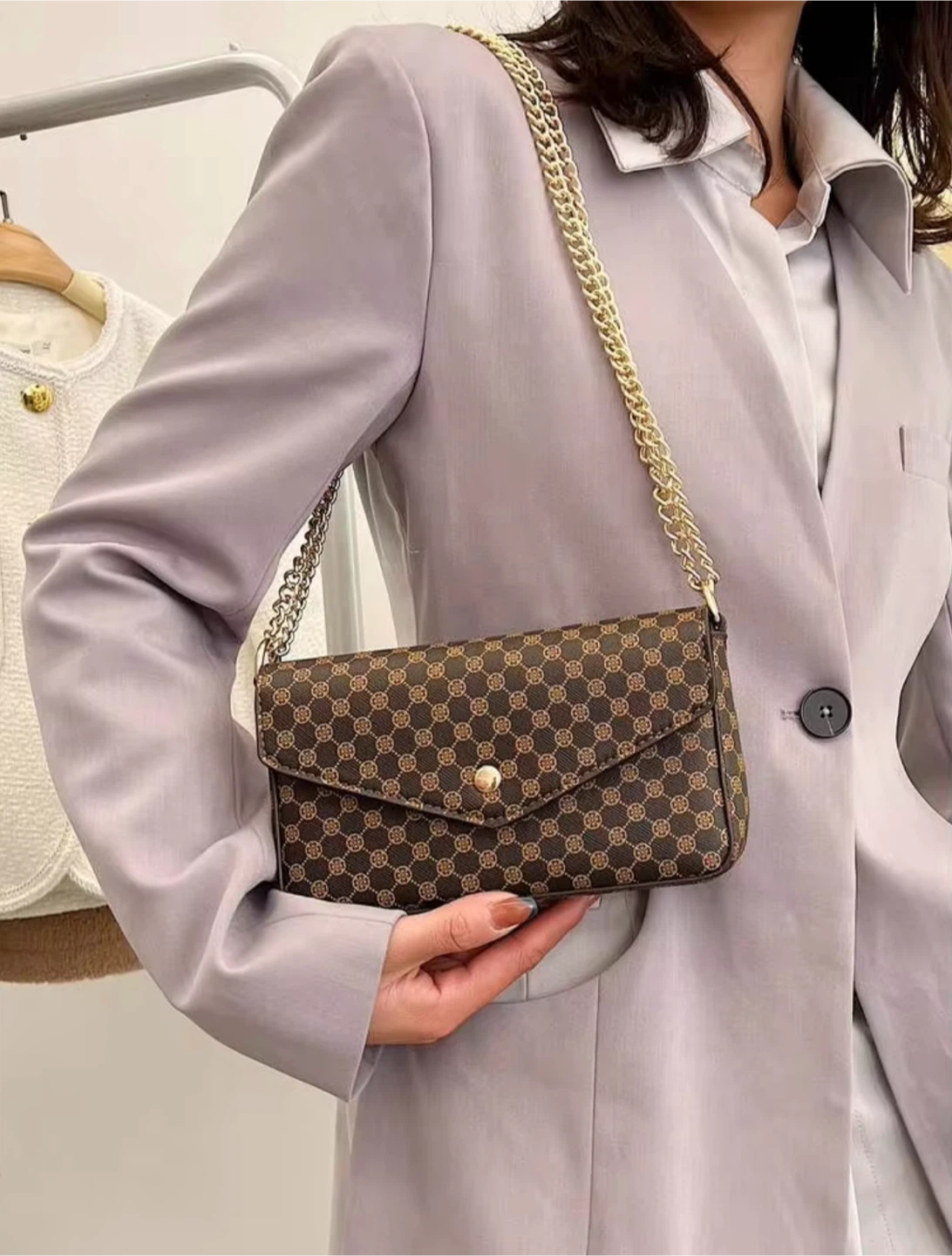 Mini geometric graphic chain flap bag - photo 2