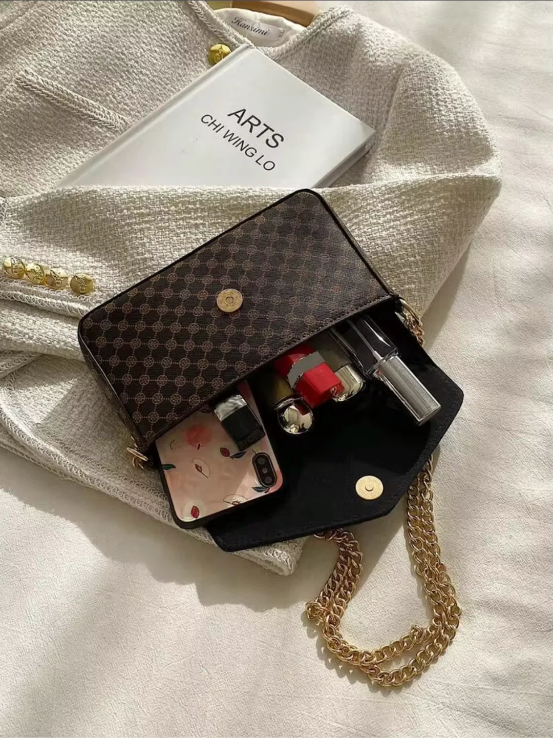 Mini geometric graphic chain flap bag - photo 4