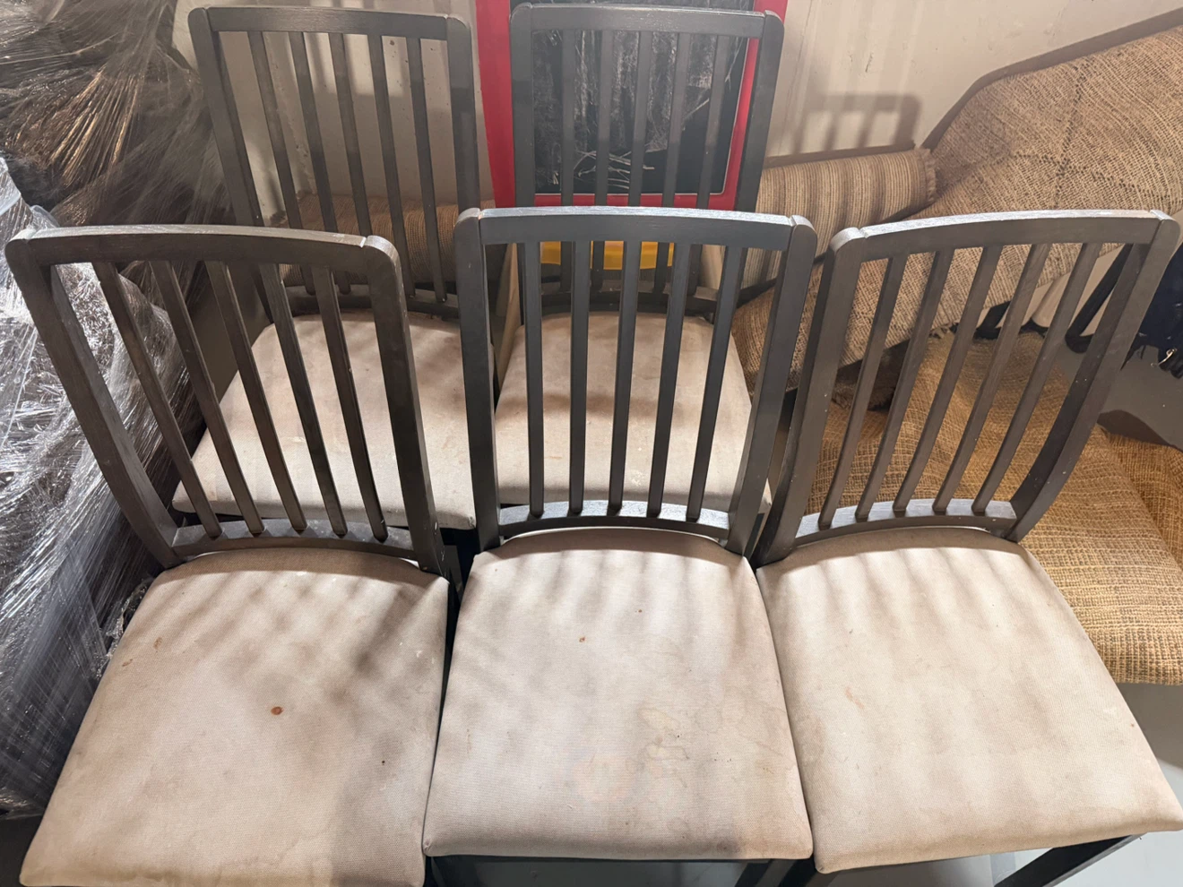 Set of 5 Dark Brown Wooden Dining Chairs - photo 2