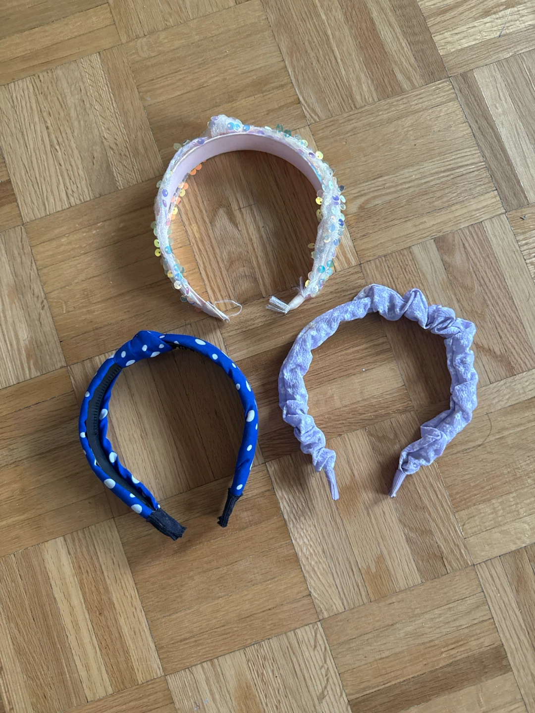 3 Headbands - Sequin, Polka Dot & Scrunchie Style