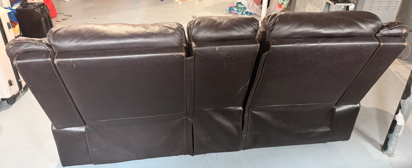 Brown Faux Leather Loveseat Recliner with Cup Holders - photo 2
