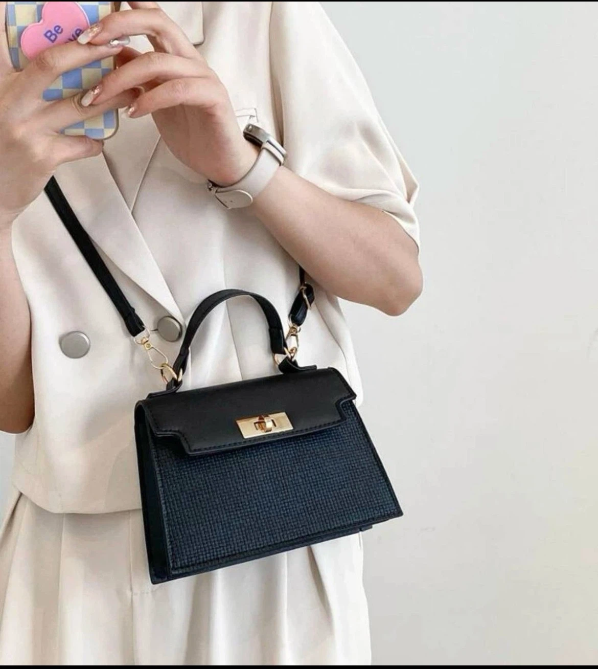 Black mini twist lock square bag - photo 3