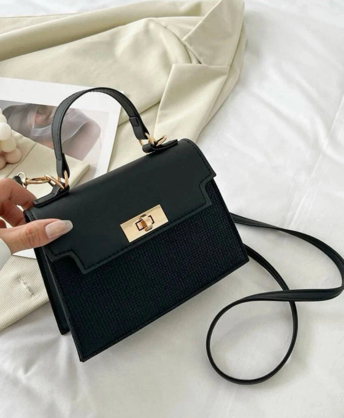 Black mini twist lock square bag - photo 4