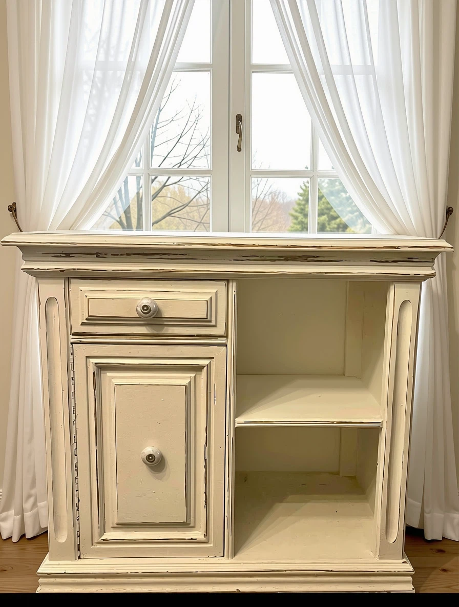 Distressed Cream Sideboard Cabinet