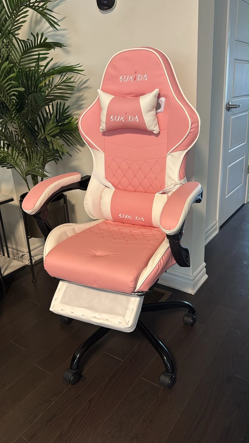 Pink Gaming Chair with Footrest - photo 3