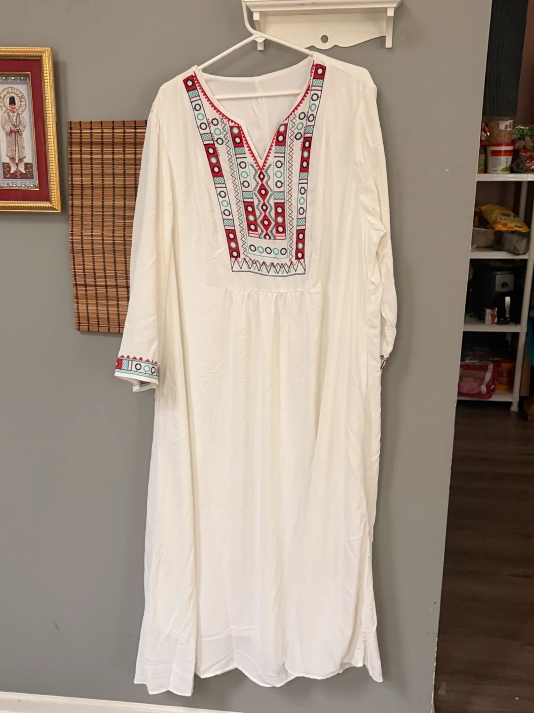 White Embroidered Maxi Dress Bust Size 48-50”