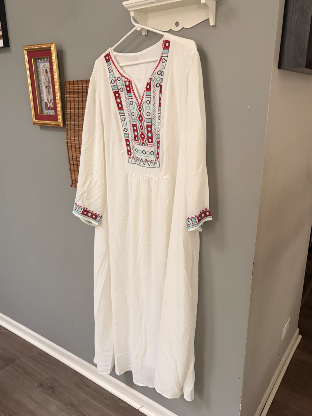 White Embroidered Maxi Dress Bust Size 48-50” - photo 5