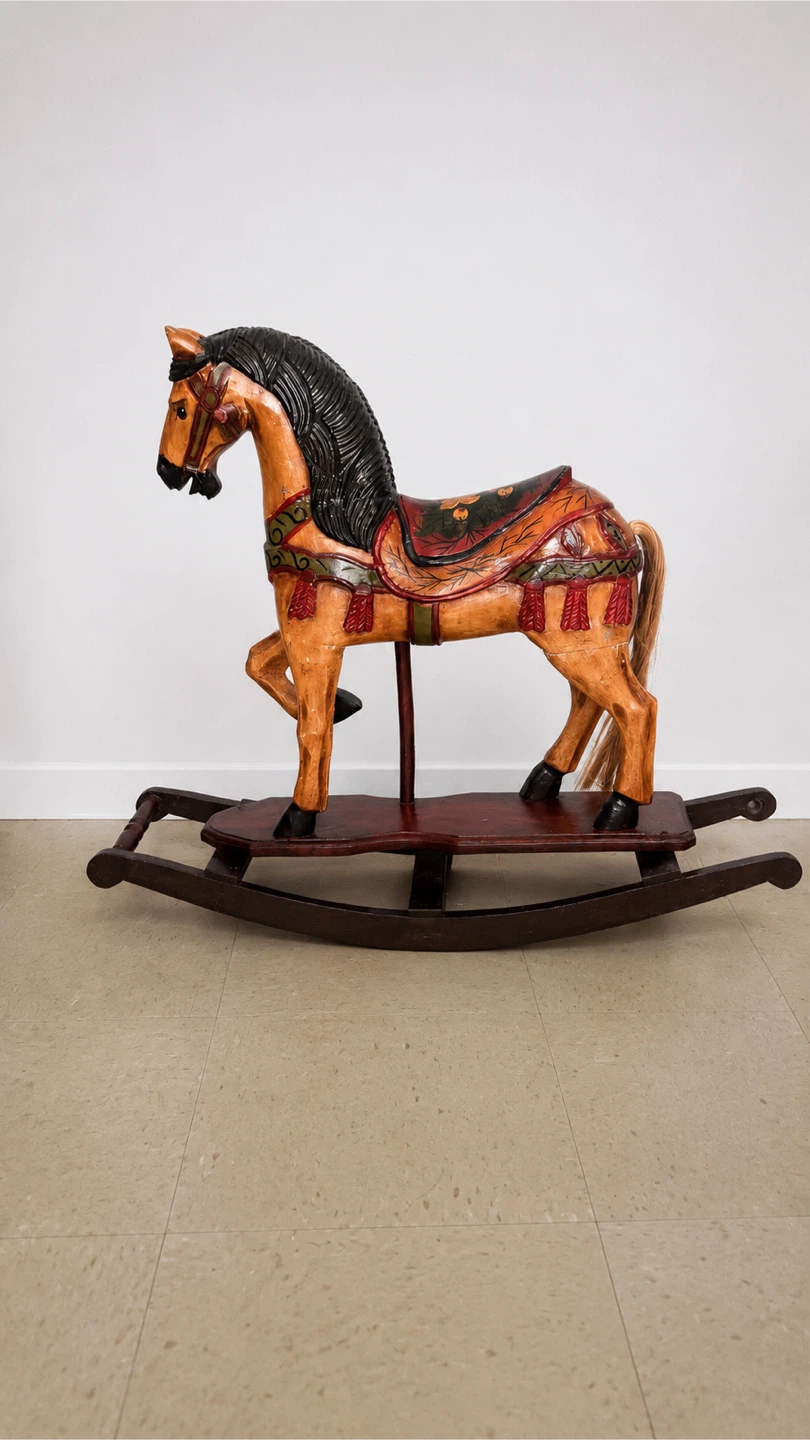 Vintage Wooden Rocking Horse