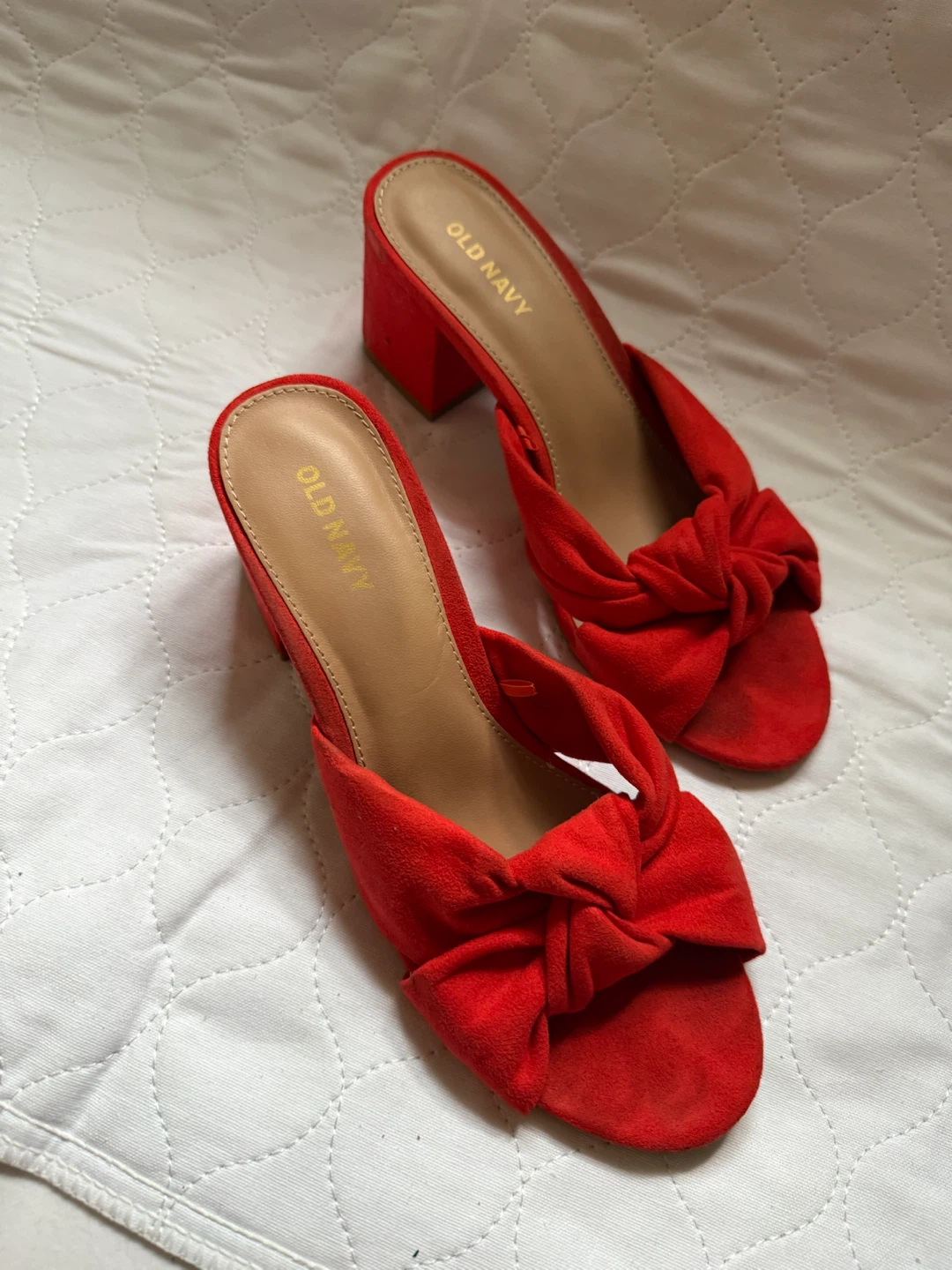 Old Navy Red Suede Bow Mules Size 6