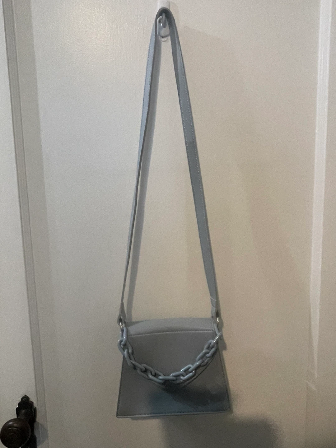 Light Blue Shoulder Bag with Chain Strap
