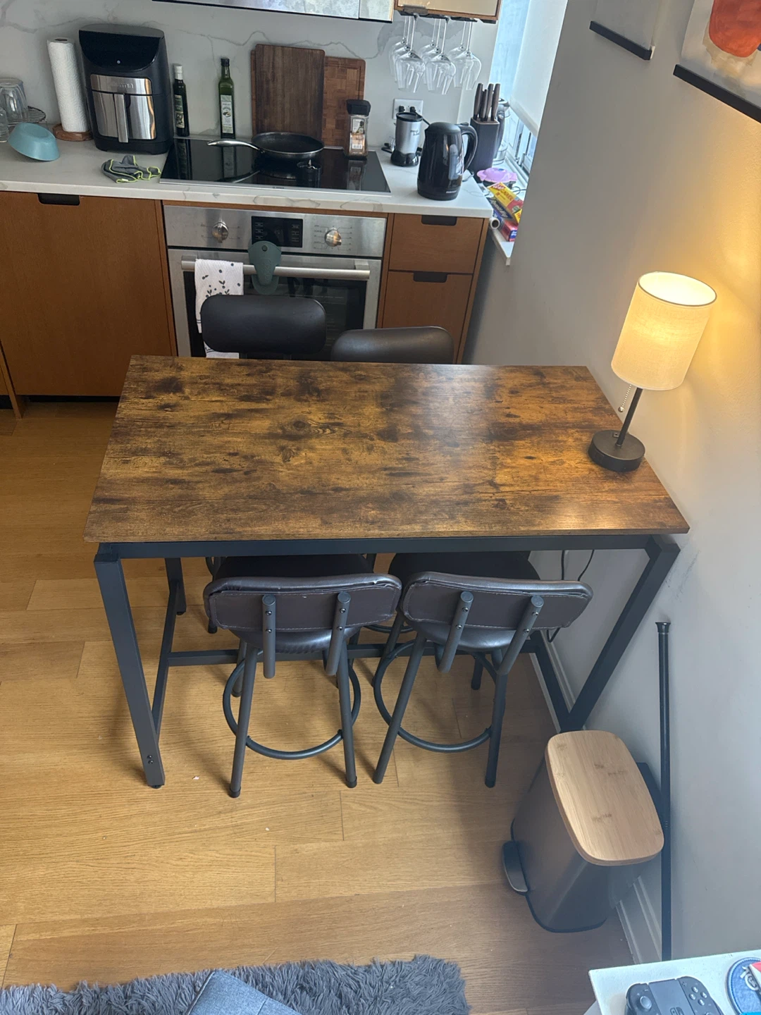 Rustic Wood Bar Table Set with 4 Stools - photo 3