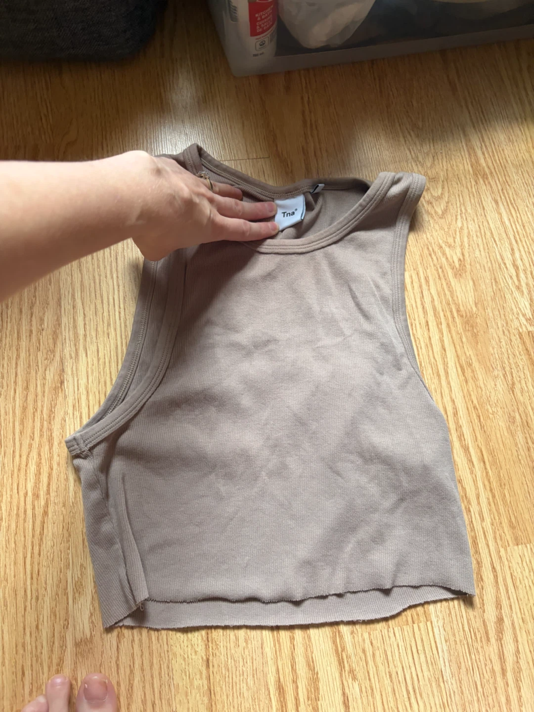 Aritzia TNA Ribbed Tank Top - Beige - Size S
