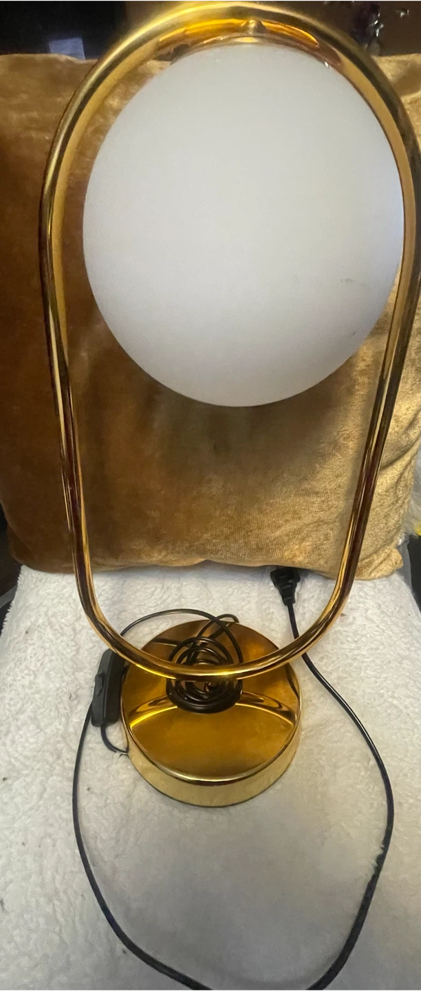 Elegant Gold Metal Desk Lamp with Frosted Glass Shade