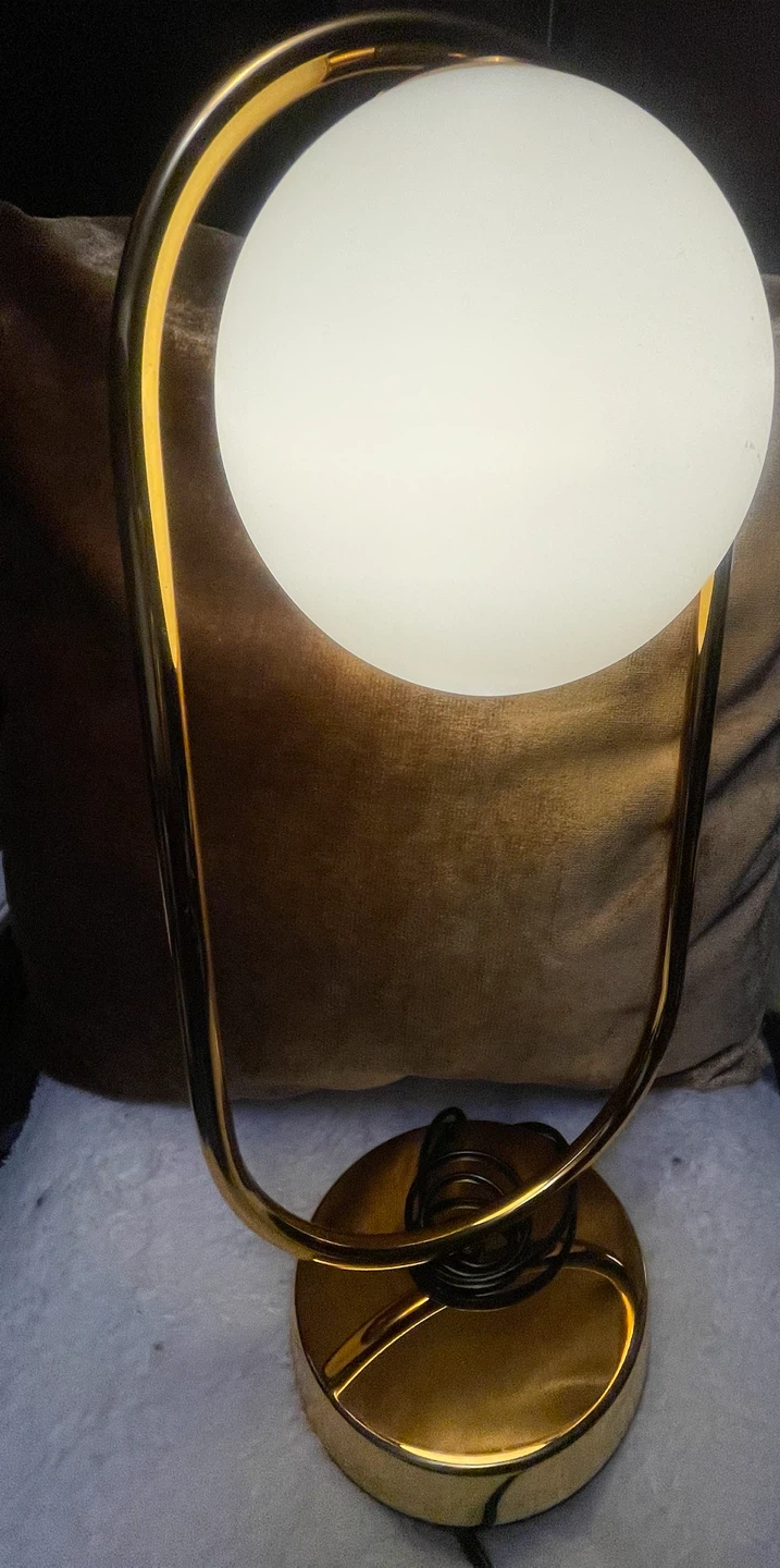 Elegant Gold Metal Desk Lamp with Frosted Glass Shade - photo 2