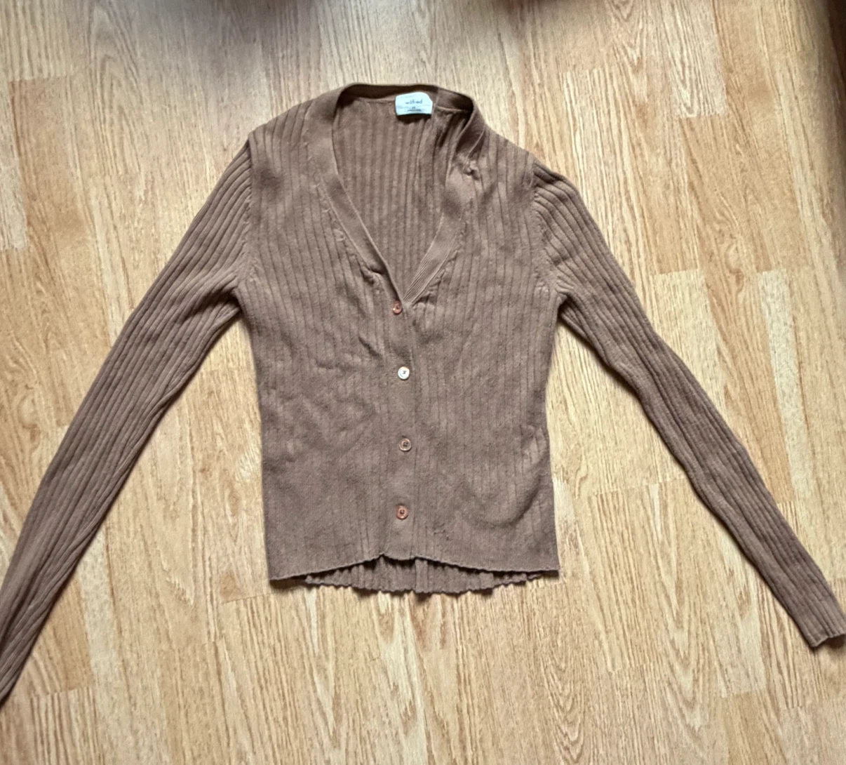 Aritzia Wilfred Brown Ribbed Wool Cardigan