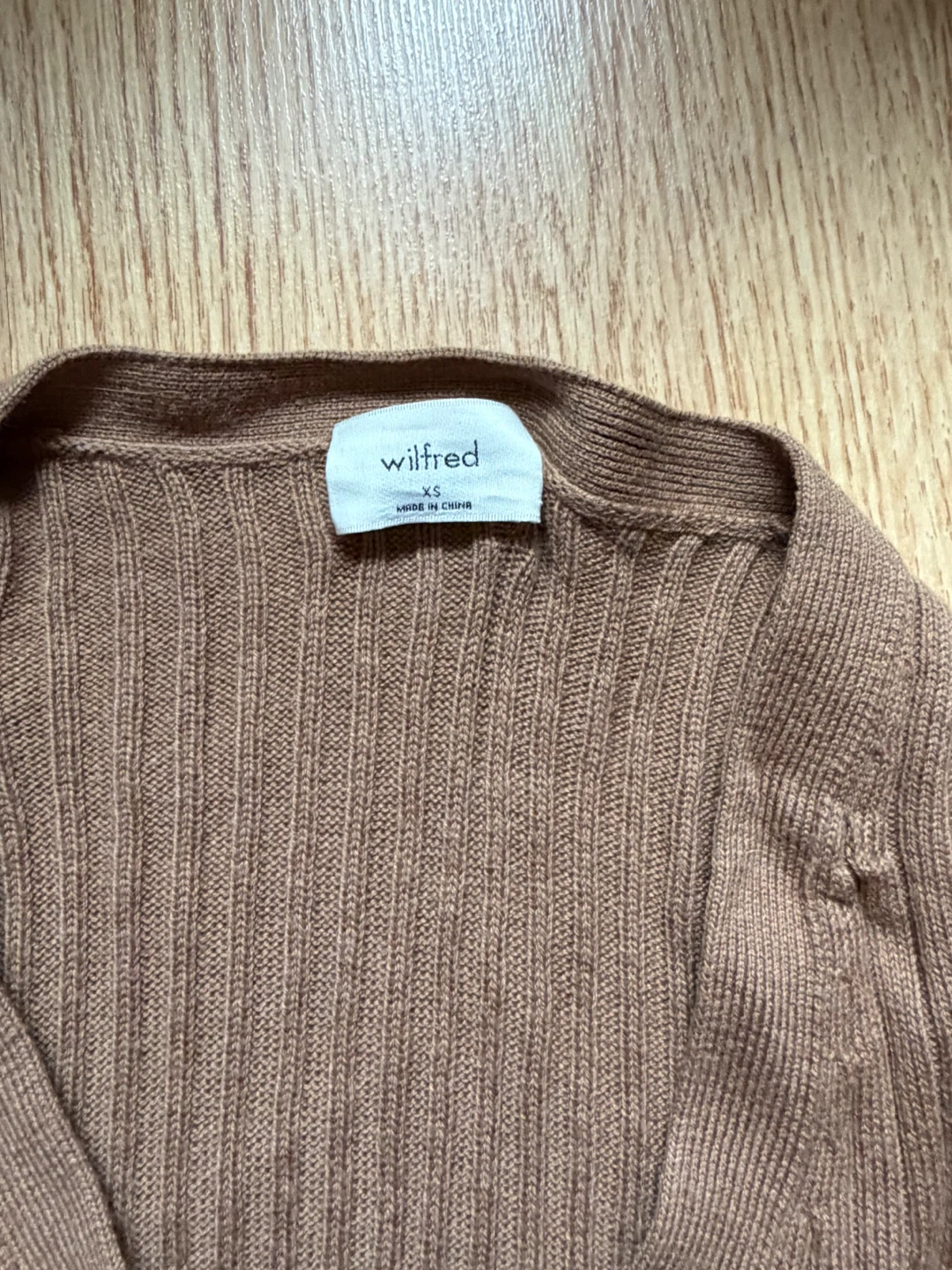 Aritzia Wilfred Brown Ribbed Wool Cardigan - photo 2