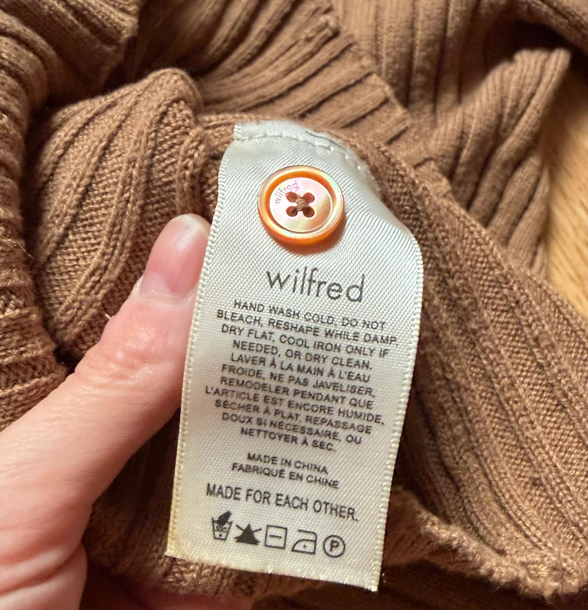 Aritzia Wilfred Brown Ribbed Wool Cardigan - photo 5