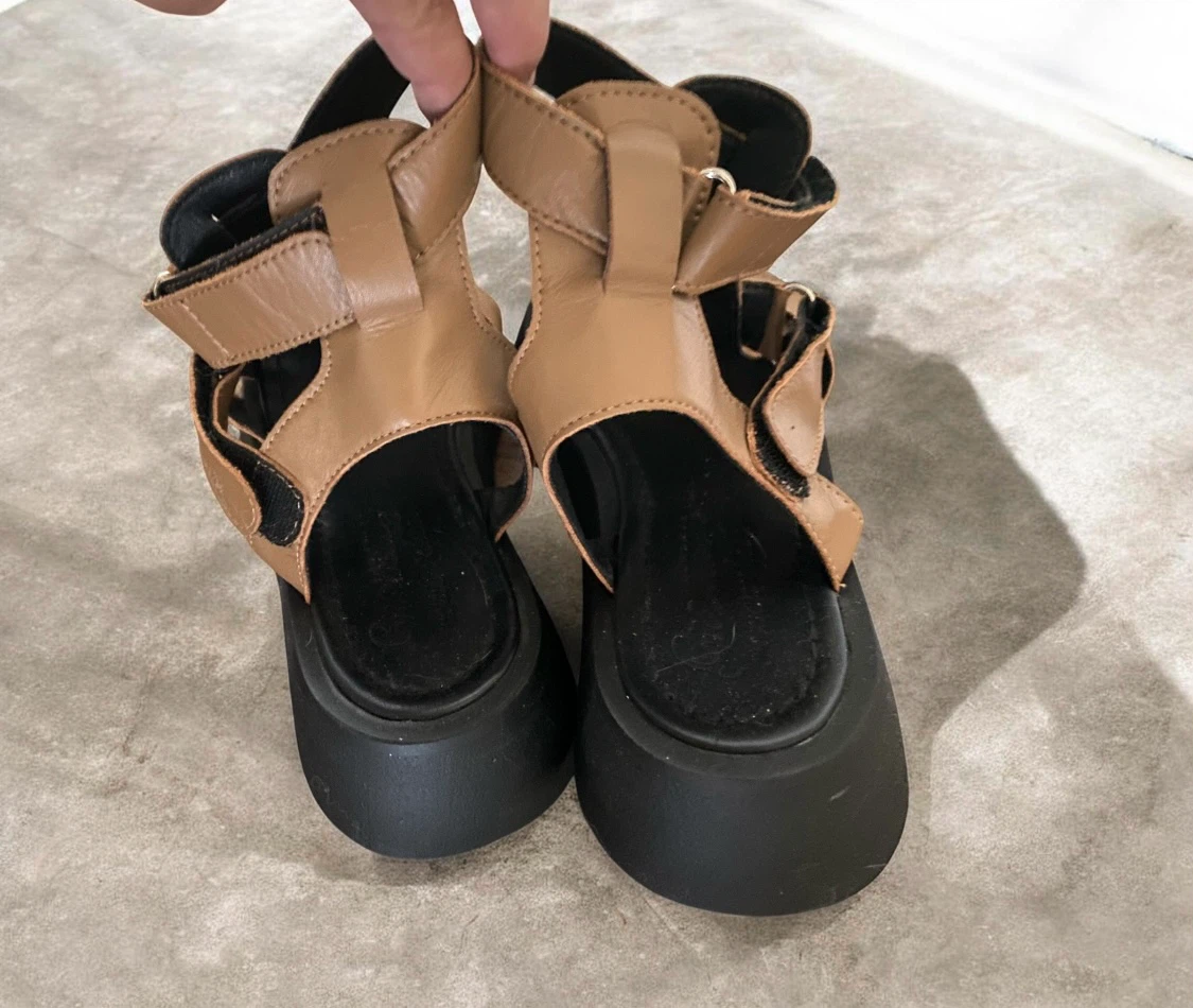 Brown Leather Platform Gladiator Sandals - photo 4