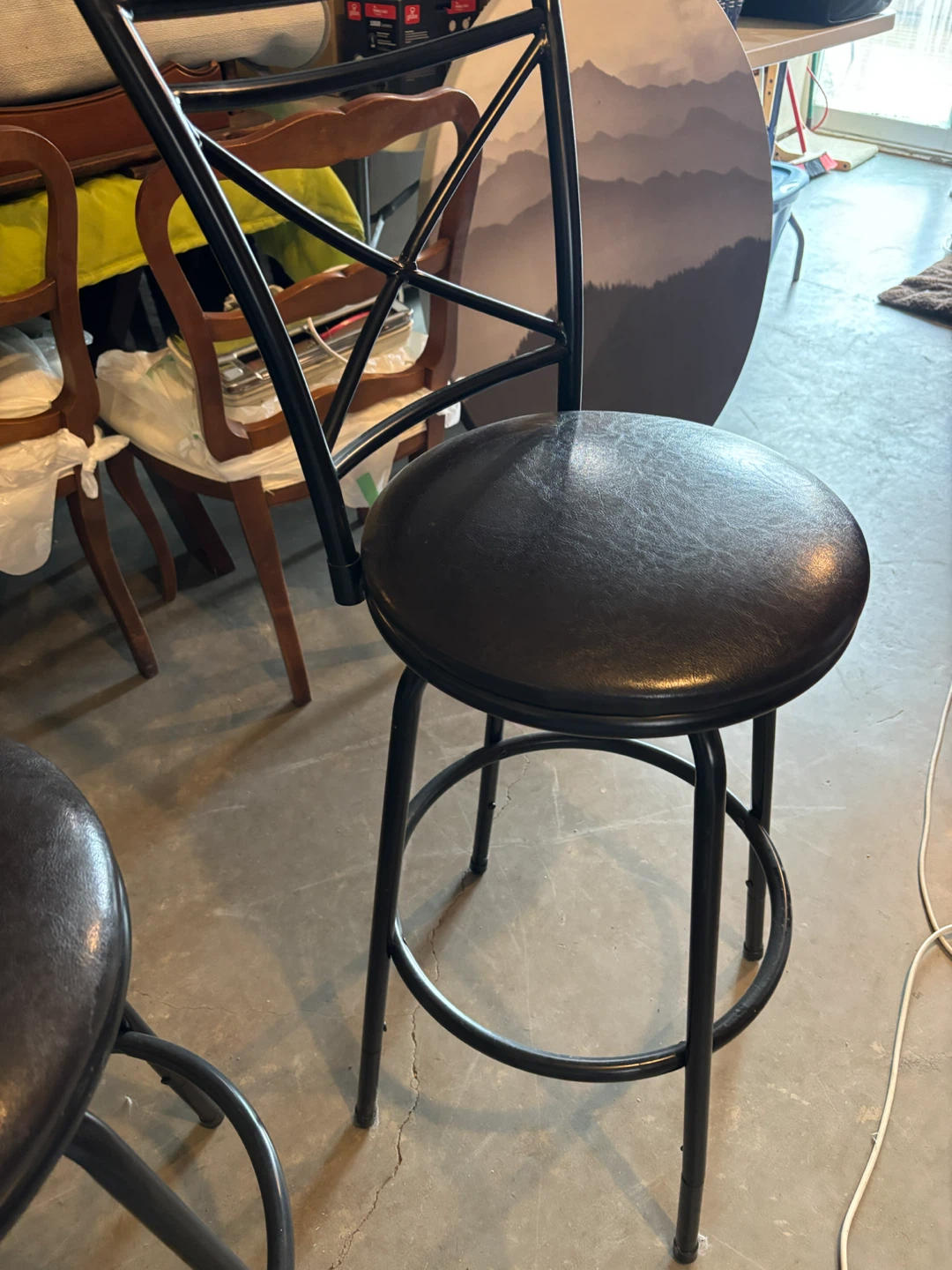 Black Swivel Bar Stools (Set of 2) - photo 2