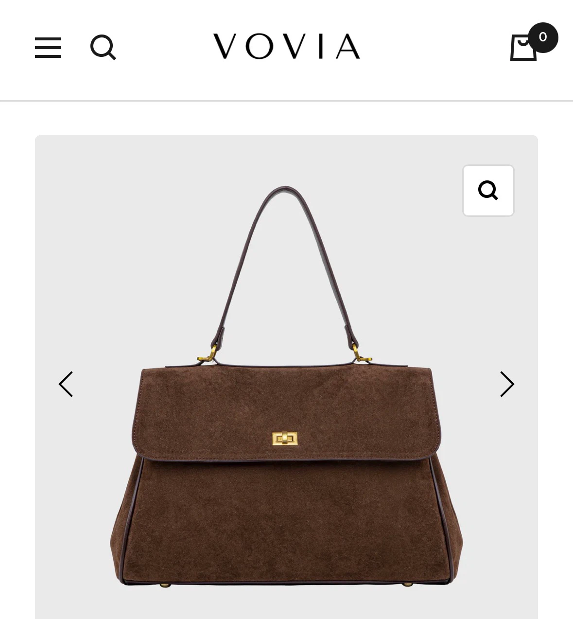 NEW. Vovia Handbag - Brown Suede