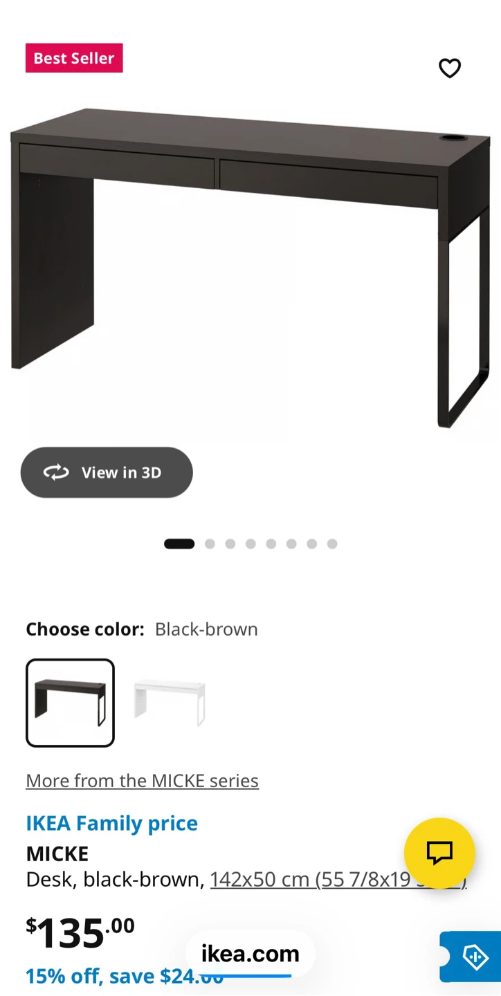 Large IKEA Desk in Black-Brown - Like New