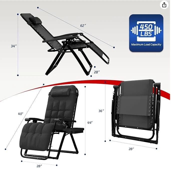 Elevens Oversized Zero Gravity Chair - Black or grey - photo 2