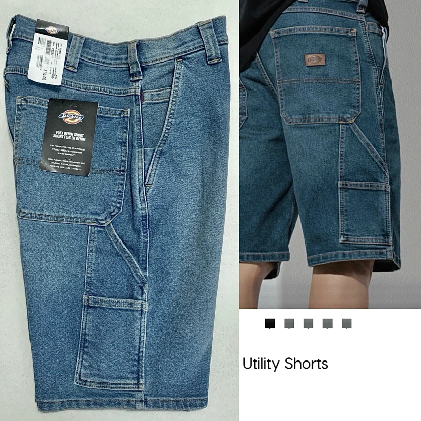 Dickies Carpenter Denim/Jean Shorts Flex Fit 10” Inseam NEW