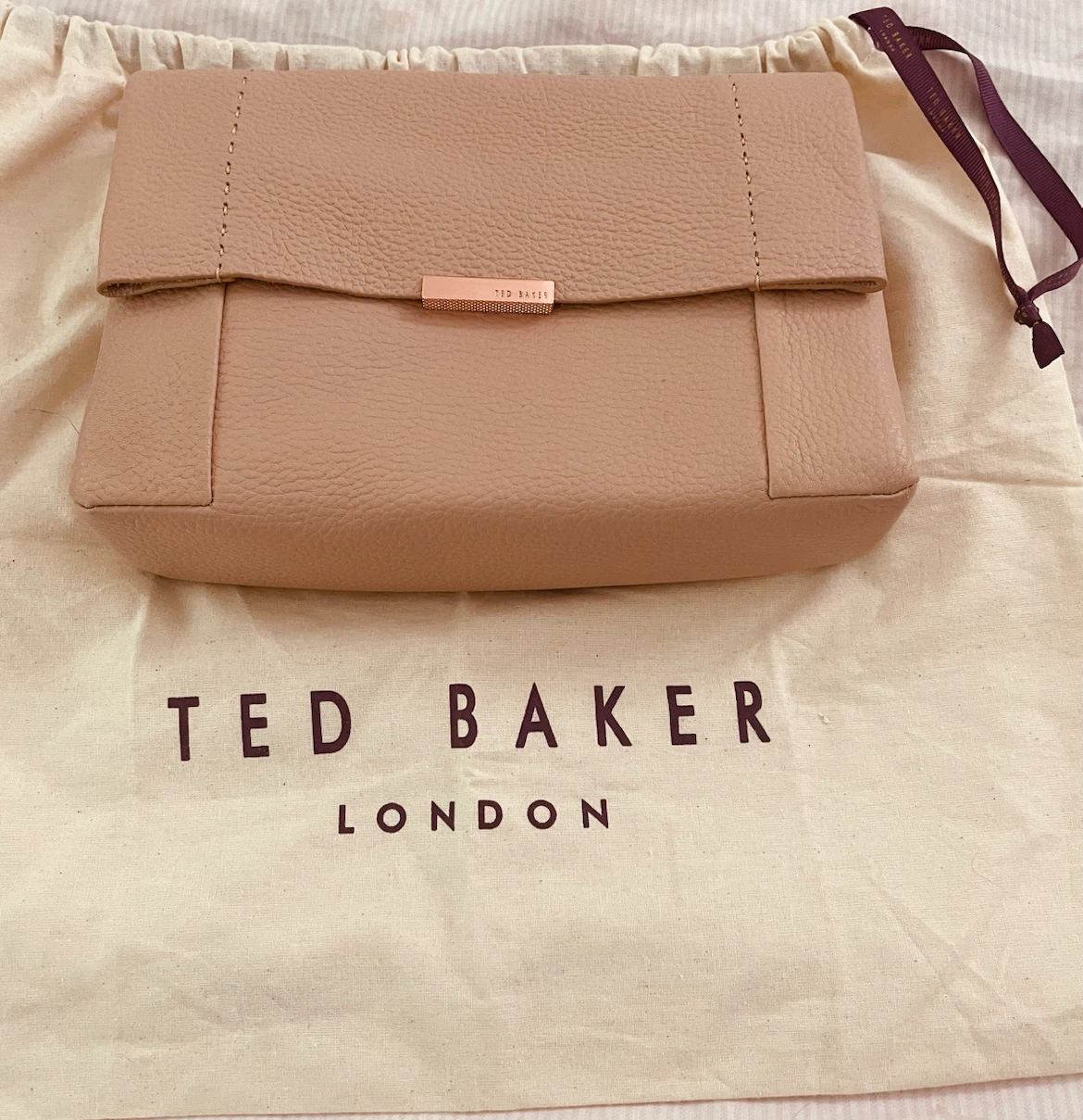 Ted Baker London Taupe Leather Circle Clutch Bag